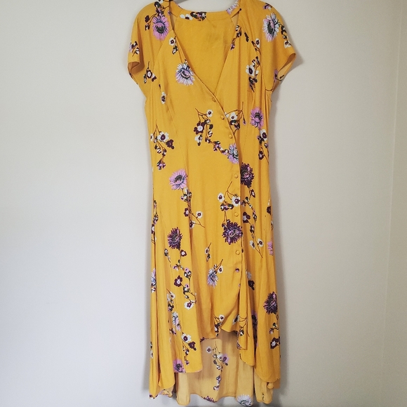 Free People Lost In You Yellow Floral Midi Dress Size M - Picture 3 of 7